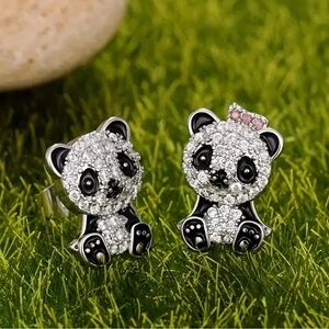 Adorable pair of panda royalty earrings